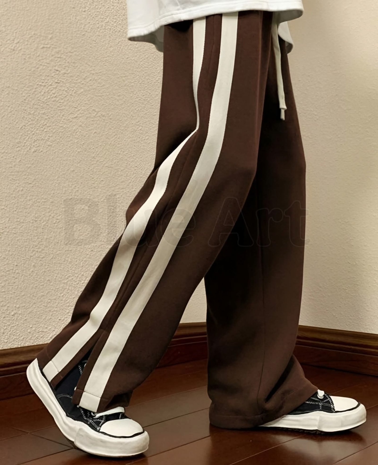 WhatsApp Image 2025-09-03 at 00.40.51_0a3a5366 Coffee Drift Stripes Trousers – Premium Knit, Stacked Hem Style - Image 3