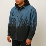 Vetements Flame Hand Printed Denim Shirt – Premium Pure Denim, Light Blue