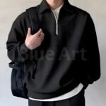 Panda Half Zipper Full Sleeve T-Shirt